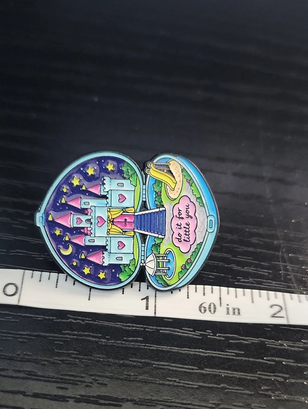 Enamel Castle Compact Pin - Pastel Blue & Pink